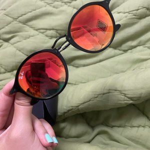 RayBan Red/Orange Reflective Round Sunglasses